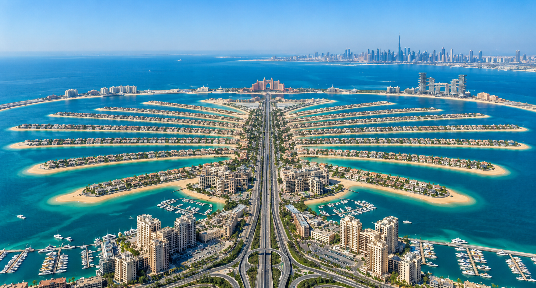Palm Jumeirah aerial view, Dubai
