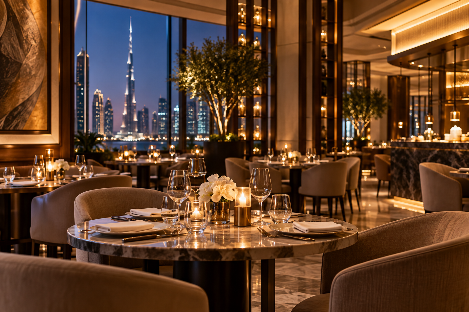 AI-generated luxury hotel restaurant interior in Dubai